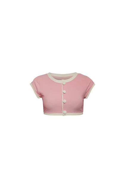 The Grace Top (Ribbed Blush/Cream) | SAME
