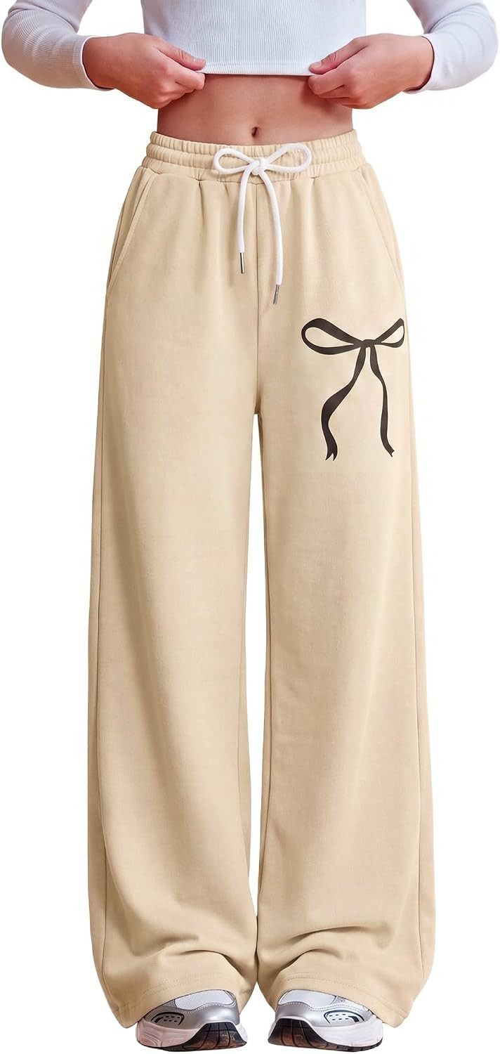Zaclotre Girls Wide Leg Sweatpants Bow Baggy Athletic Pants with Pockets | Amazon (US)