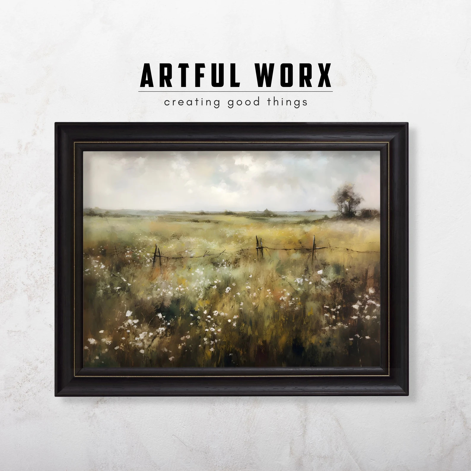 Vintage Field of Wildflowers Oil Painting Printable Art Country Cottage Art Vintage Farmhouse Dec... | Etsy (US)