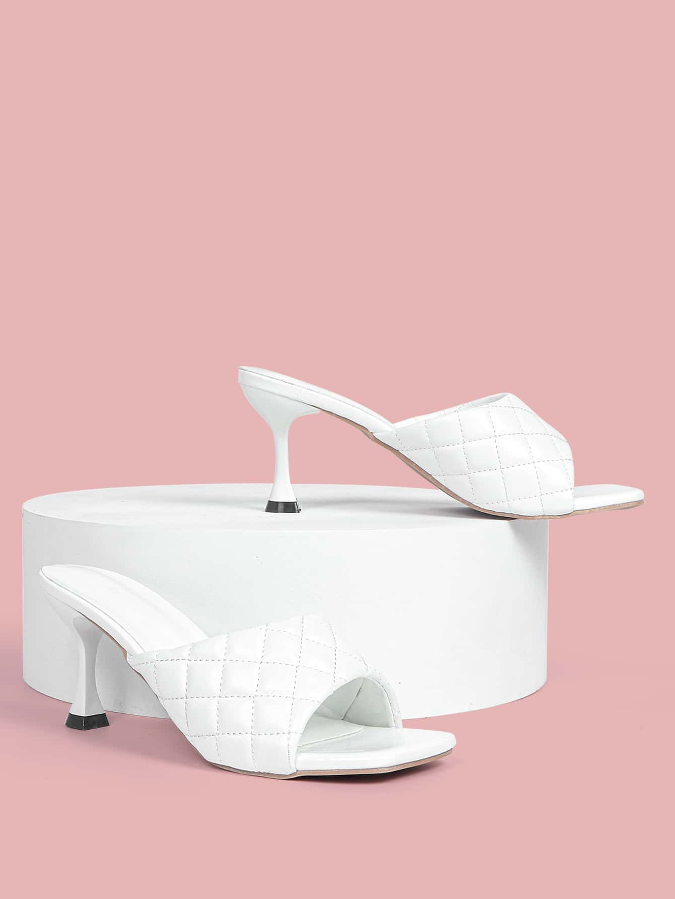 Quilted Wide Fit Heeled Mules | SHEIN