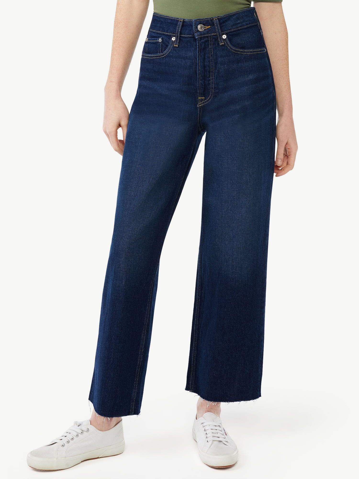 Free Assembly Women's High Rise Cropped Straight Jeans - Walmart.com | Walmart (US)
