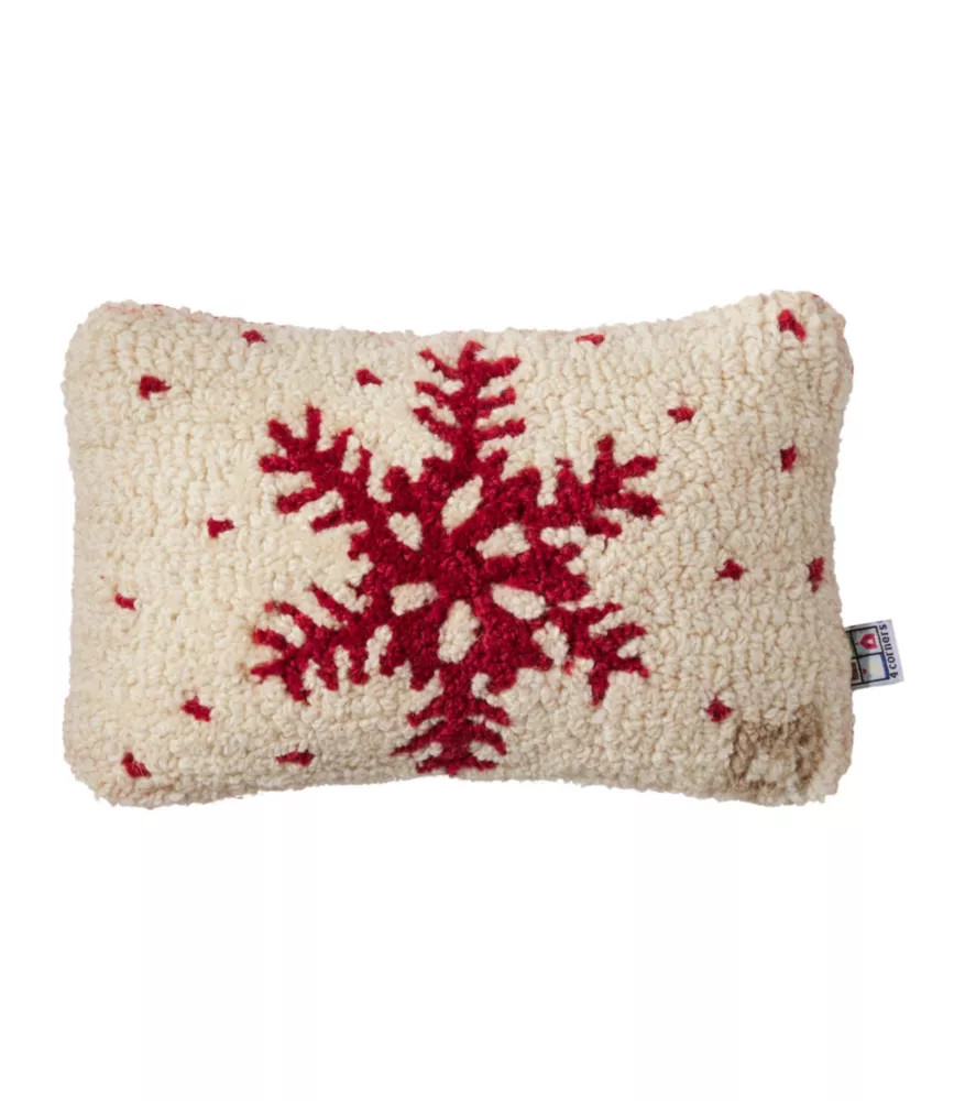 Wool Hooked Throw Pillow, Red Flake, 8" x 12" | L.L. Bean