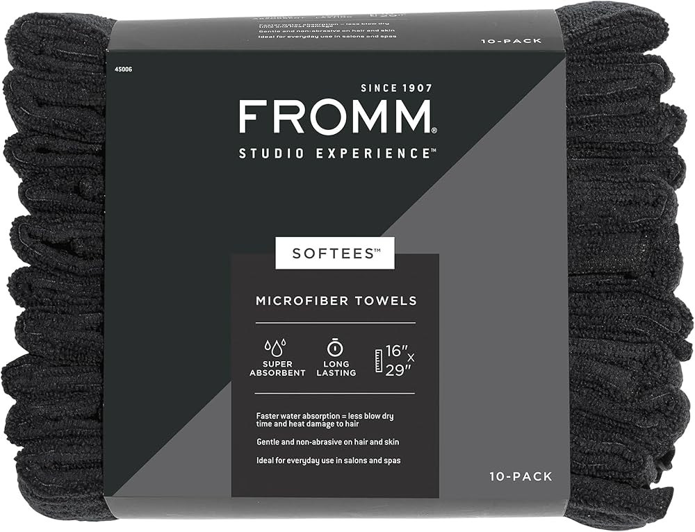 Fromm Softees Microfiber Hair Towels, Absorbent Salon Hair Towels for Hairstylists, Barbers, Spa ... | Amazon (US)