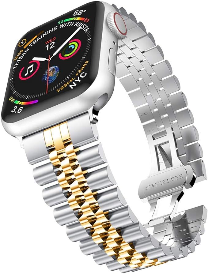 baozai Compatible with Apple Watch Band 45mm 44mm 42mm, iWatch SE& Series 7 6 5 4 3 Stainless Ste... | Amazon (US)