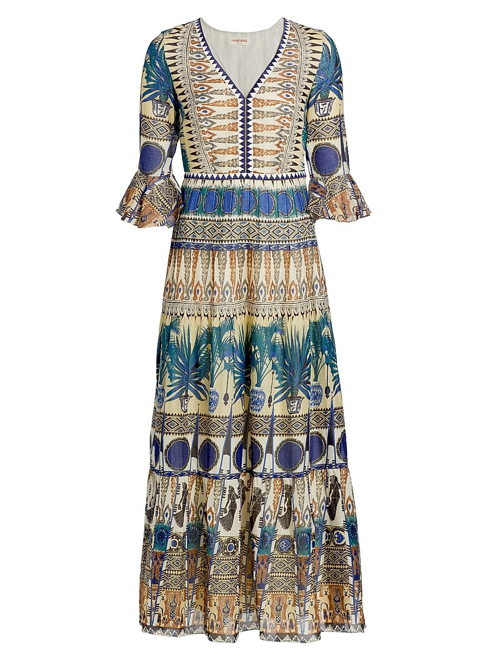 Women's Bella Coptic Printed Cotton Voile Dress - Blue - Size 8 | Saks Fifth Avenue