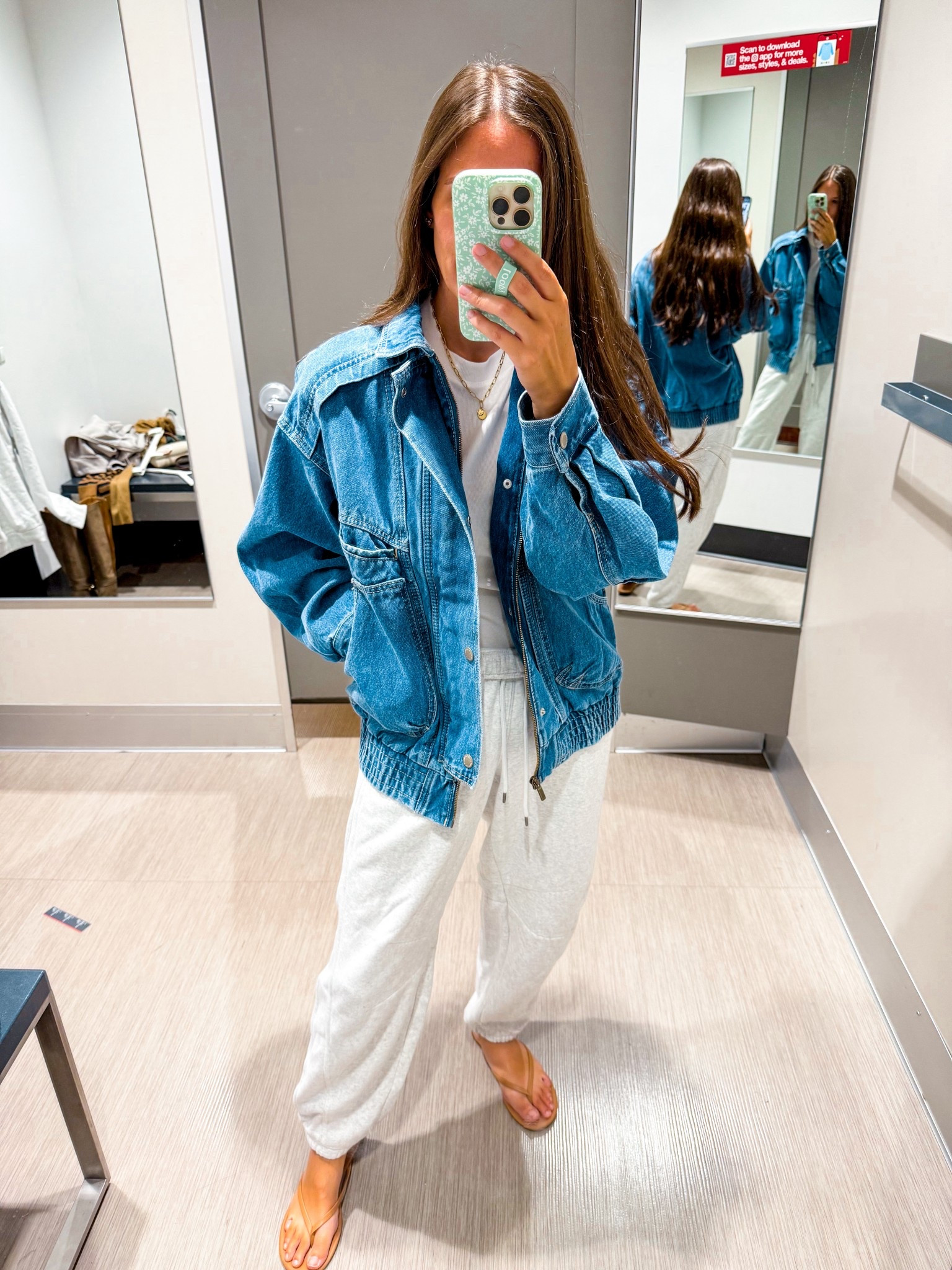 Retro denim jacket target! 
Wearing XS 
Joggers XS 
Sandals tts 

#LTKStyleTip #LTKFindsUnder100 #LTKFindsUnder50