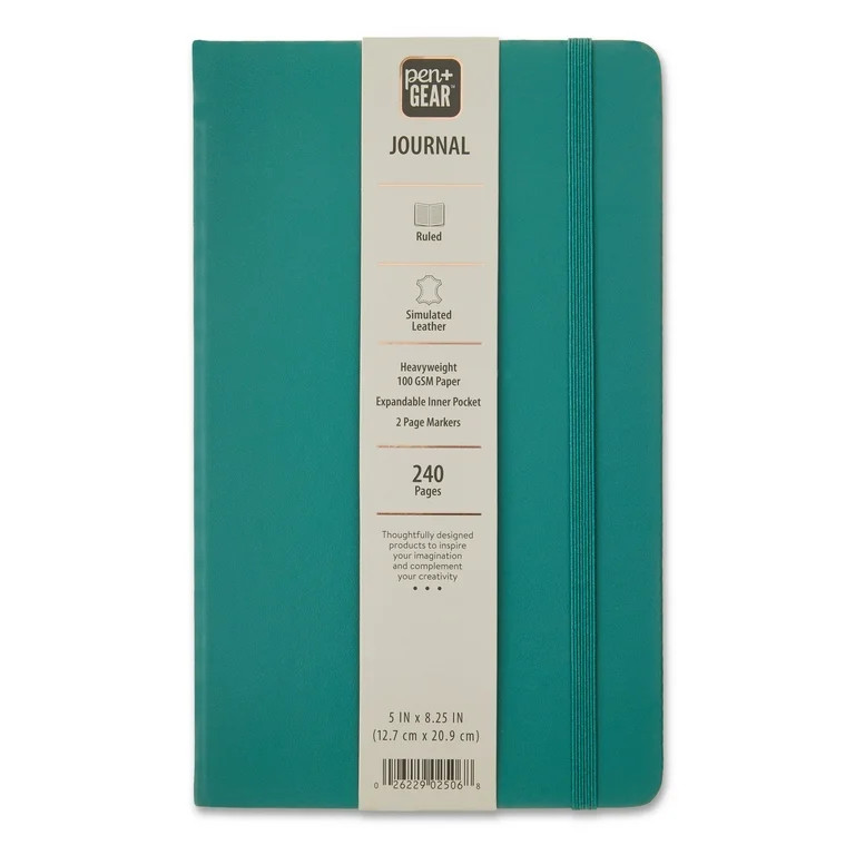 Pen+Gear Simulated Leather Journal, Emerald Green, 5" x 8.25", 240 Ruled Pages | Walmart (US)