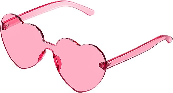 Heart Sunglasses for Women Rimless Candy Transparent Heart Shaped Sunglasses Colorful Eyewear for... | Amazon (US)