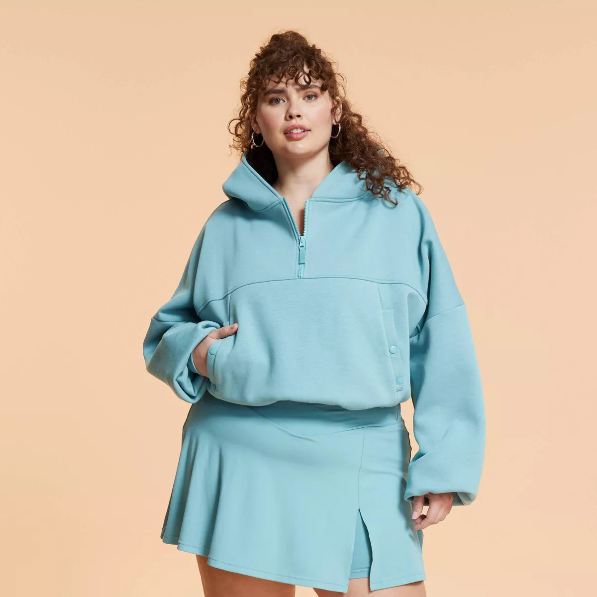 Blogilates Women's Marshmallow Half Zip Hooded Sweatshirt | Target