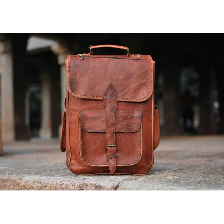 Leather Backpack Travel Laptop Shoulder Handbag College School Daypack for Men Women Teens by Rus... | Walmart (US)
