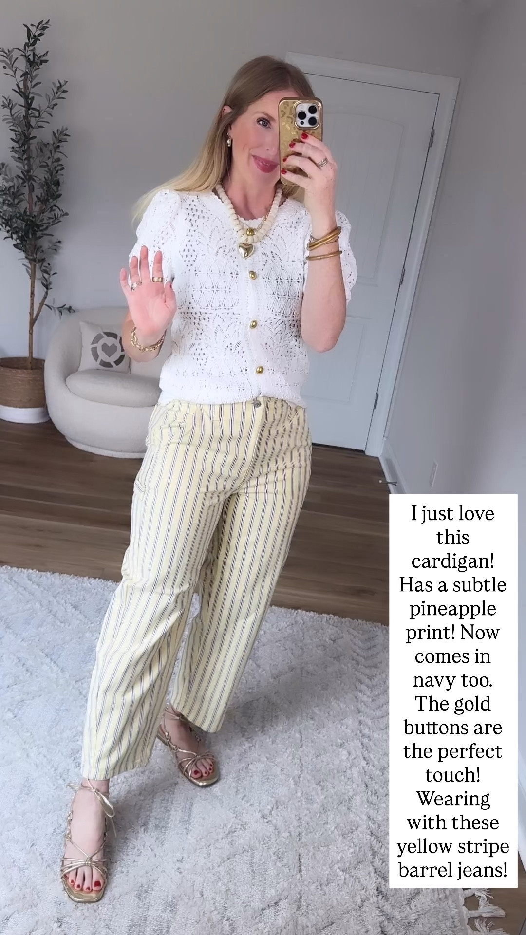 Walmart try on, Walmart style, Walmart new arrivals, free assembly, yellow stripe jeans, pineapple cardigan

#LTKootd #LTKmomlife
