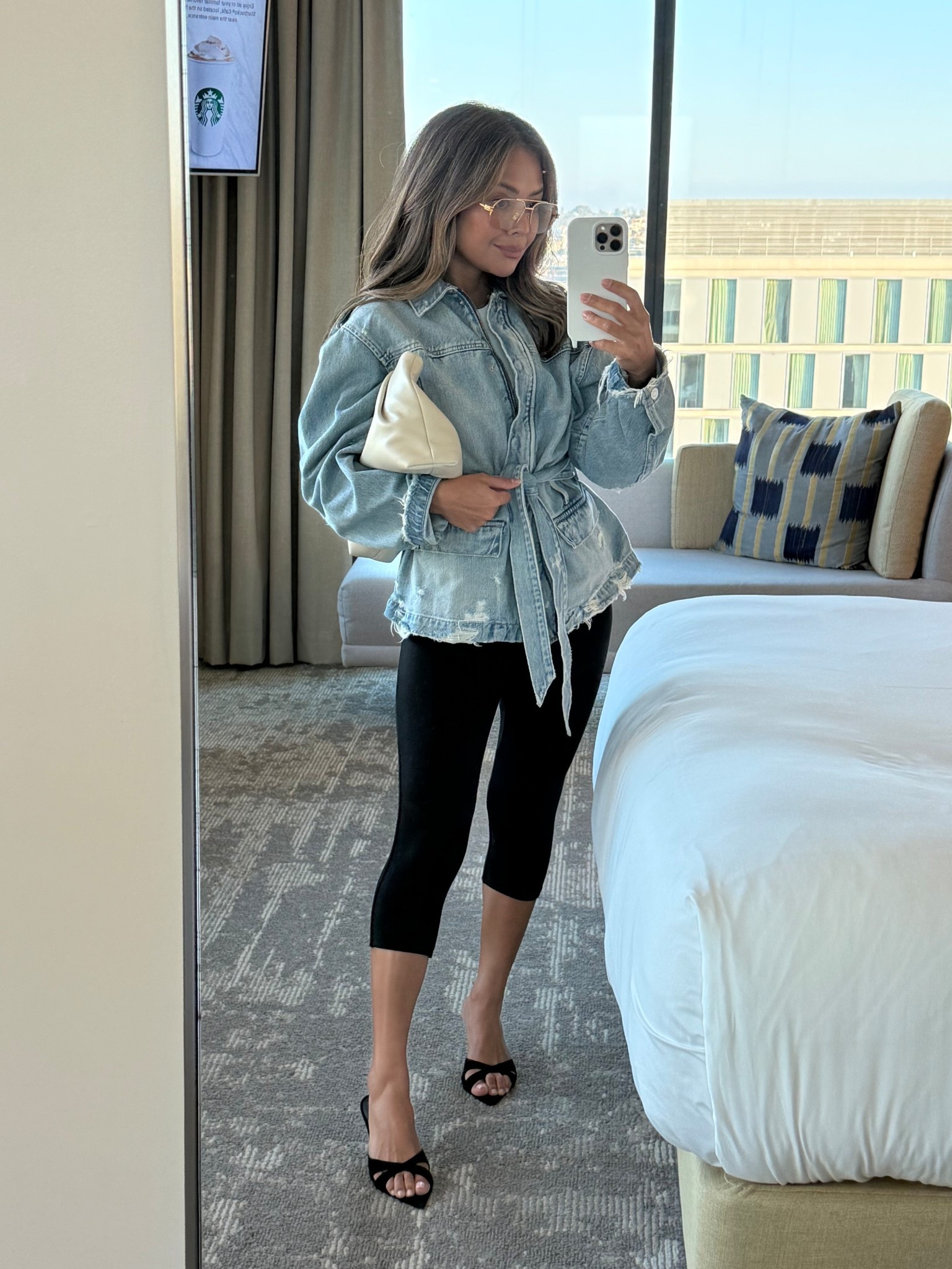 Took an XS in the jacket and XS in capris. Heels also run true to size. 