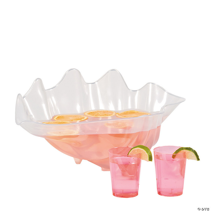 18 1/2" Sea Shell Shaped Frosted Plastic Punch Bowl Serveware | Oriental Trading Company