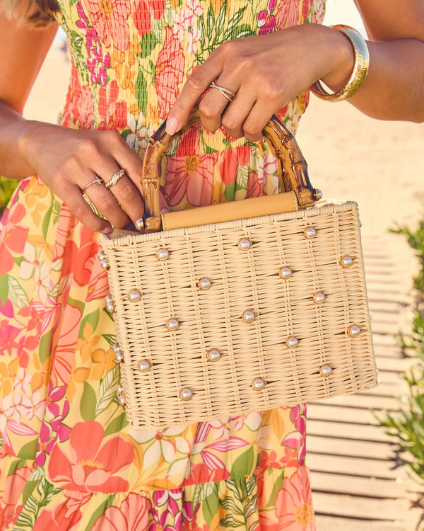 Island Light Embellished Straw Basket Tote | VICI