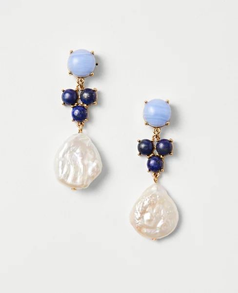 Marbleized Ball Freshwater Pearl Drop Earrings | Ann Taylor (US)