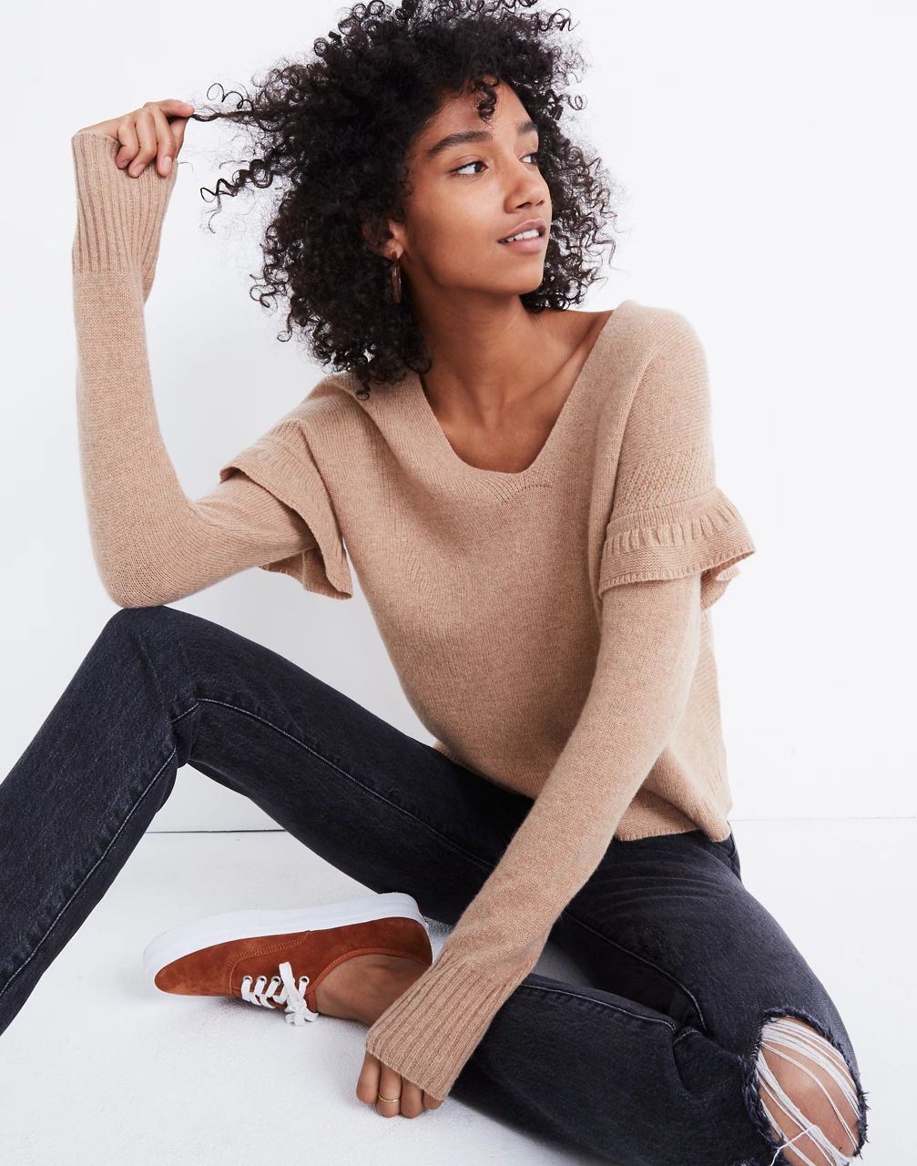 Ruffled Stitch-Play Pullover Sweater | Madewell