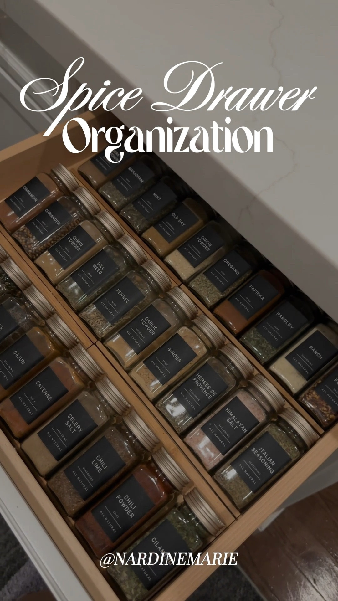 One of my most-used kitchen upgrades that actually keeps me organized!
Custom labeled glass spice jars / clean black labels / & drawer inserts! 

This actually SAVES SPACE compared to bulky spice racks!
I linked my spice drawer essentials on my LTK so you can recreate this exact look at home 🥱

spice drawer organization, glass spice jars, bamboo lid spice jars, kitchen drawer organizer, modern kitchen storage, pantry organization, kitchen organization ideas, spice drawer

#KitchenOrganization #SpiceDrawer #KitchenStorage #OrganizedKitchen #HomeOrganization #KitchenInspo #PantryOrganization #ModernKitchen #AmazonHome #AmazonFinds #HomeDecor #HomeInspo #OrganizedHome #NeutralHome

#LTKFindsUnder50 #LTKHome #LTKGiftGuide
