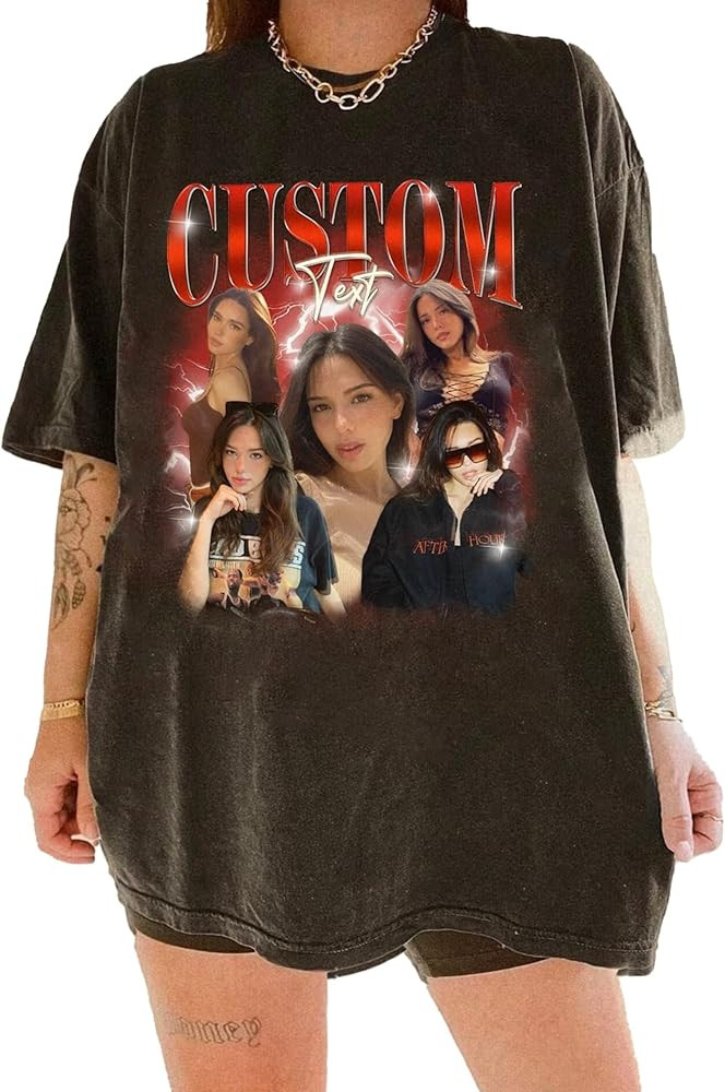 NAZENTI Custom Bootleg Rap Tee, Custom T-Shirts with Picture, Retro Custom Bootleg, Valentine's G... | Amazon (US)