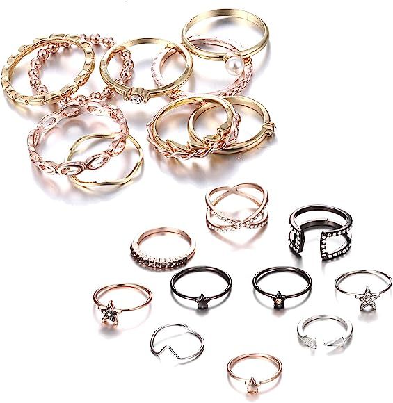 10PCS Bohemian Retro Vintage Crystal Joint Knuckle Ring Sets Finger Rings | Amazon (US)