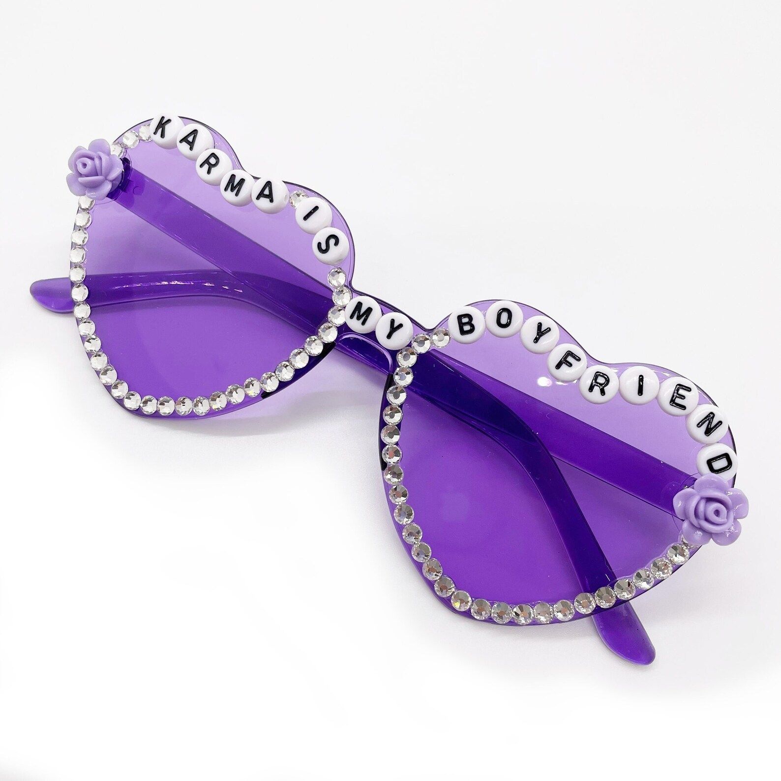 Taylor Swift Karma Is My Boyfriend Midnights Inspired Rhinestone Bedazzled Glasses Sunglasses Bej... | Etsy (US)