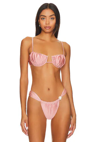 Petal Bikini Top in Satin Rose | Revolve Clothing (Global)