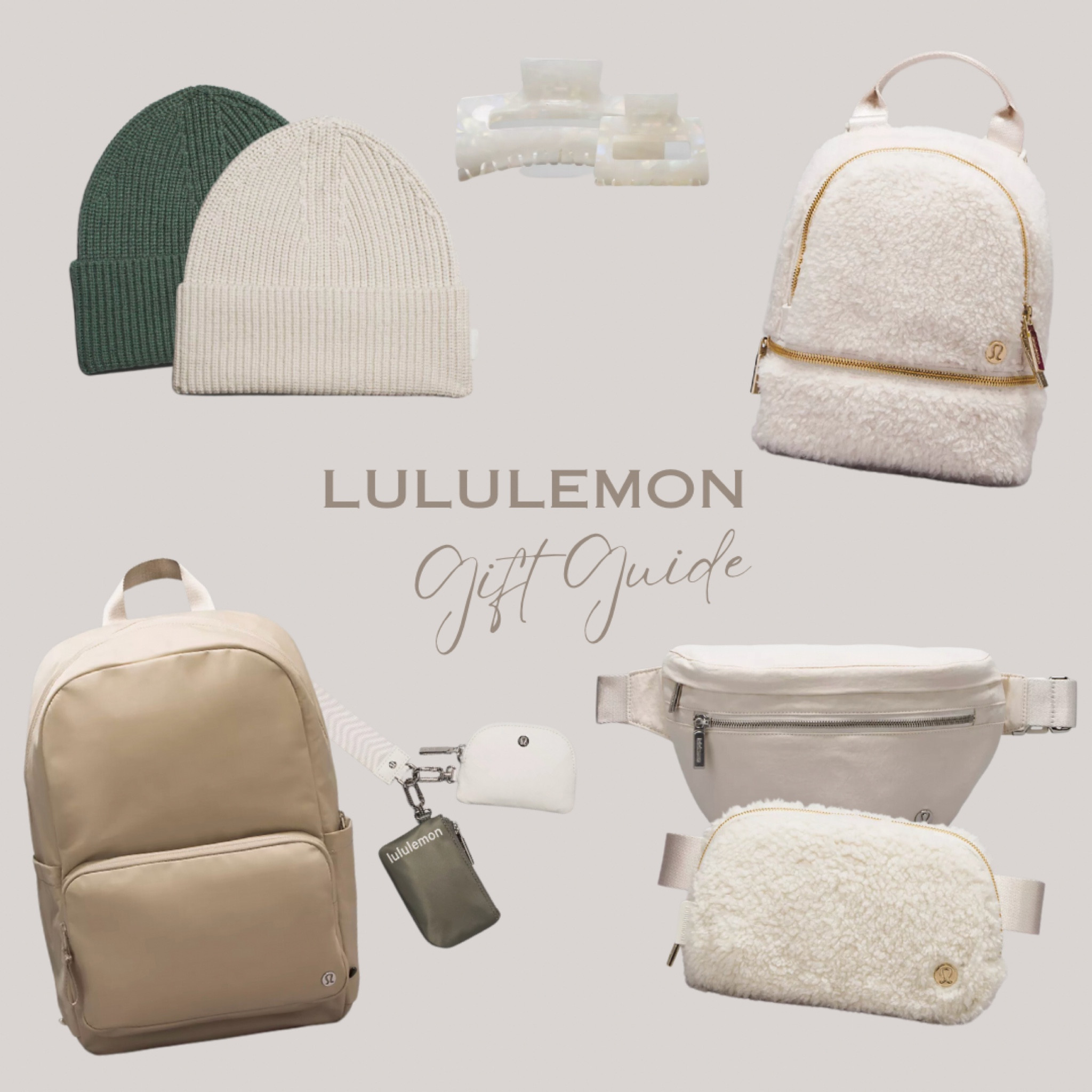 Belt bag, fleece bag, travel bag, backpack, everywhere backpack, beanie, hair clip, wristlet, pouch, gift ideas, Lululemon 

#LTKitbag #LTKGiftGuide #LTKHoliday
