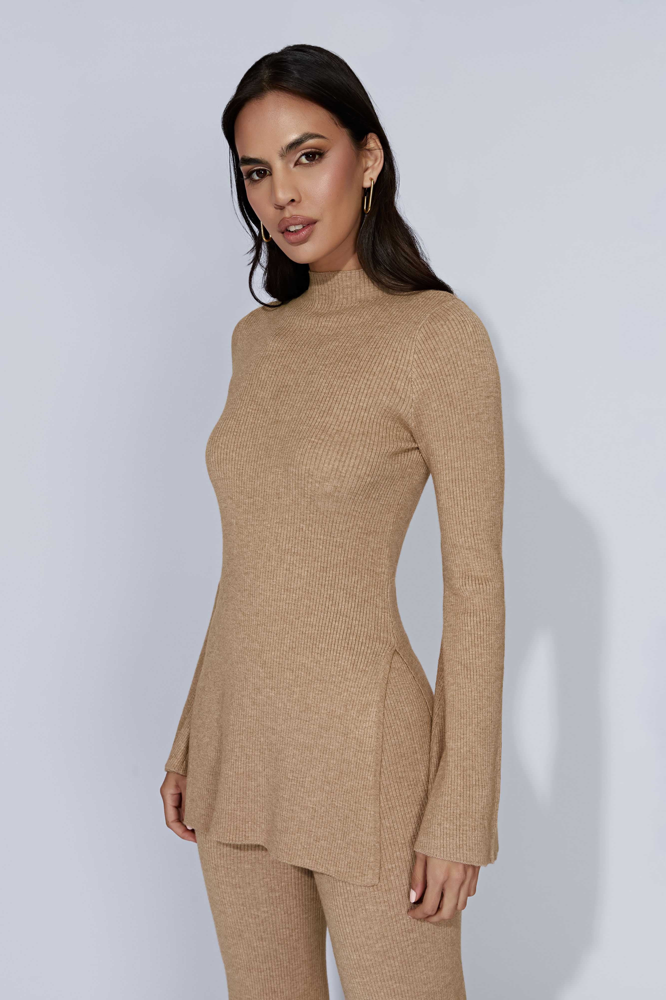 Jovie Oversized Knit Jumper - Taupe | MESHKI US
