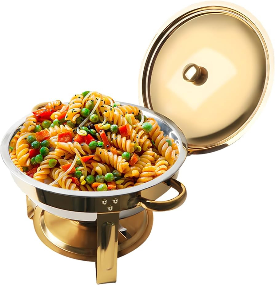 Chafing Dish for Buffet Set, 4.8 Qt 1 Pack Buffet Servers and Warmers Set with Lid Holder, Gold a... | Amazon (US)