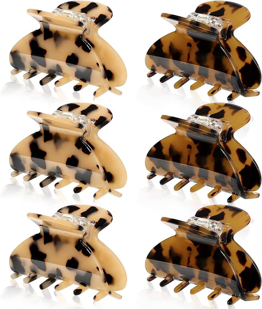 6 Pieces Medium Hair Claw Clips for Thin Hair 2.6 Inch Tortoise Shell Hair Clip Banana Clips Jaw ... | Amazon (US)