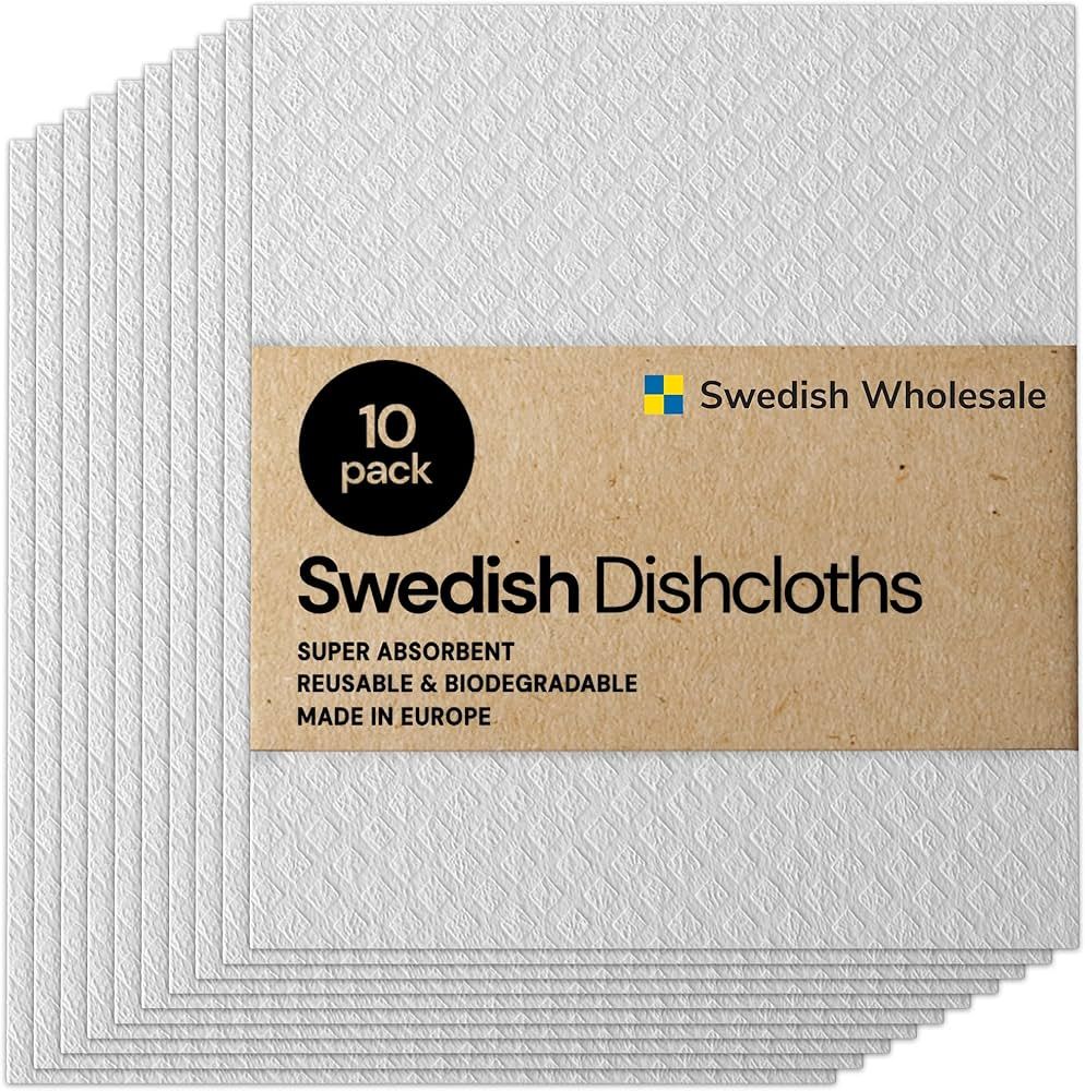 Swedish Wholesale Swedish Dish Cloths for Kitchen- 10 Pack Reusable Paper Towels for Counters & D... | Amazon (US)