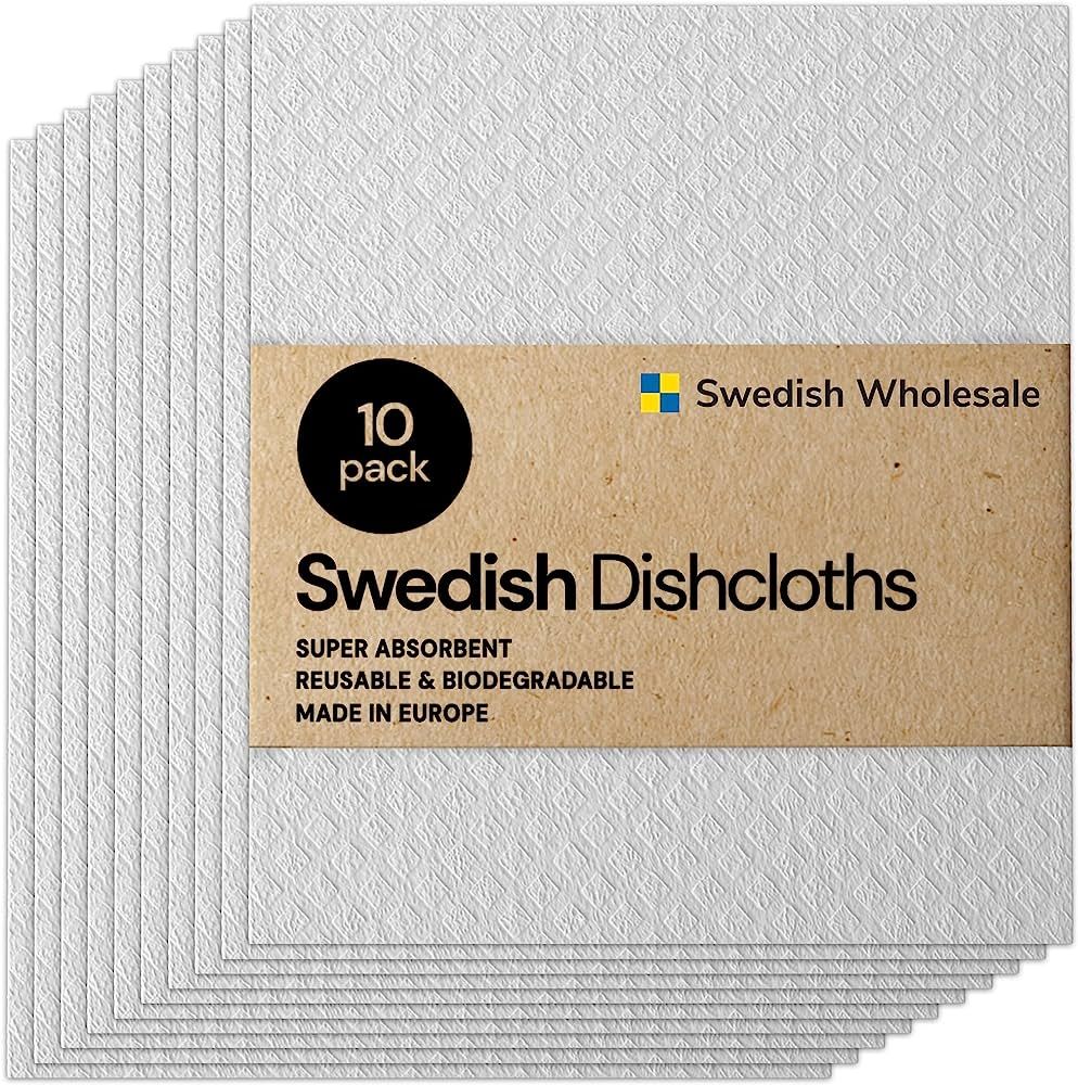 Swedish Wholesale Swedish Dish Cloths for Kitchen- 10 Pack Reusable Paper Towels for Counters & D... | Amazon (US)