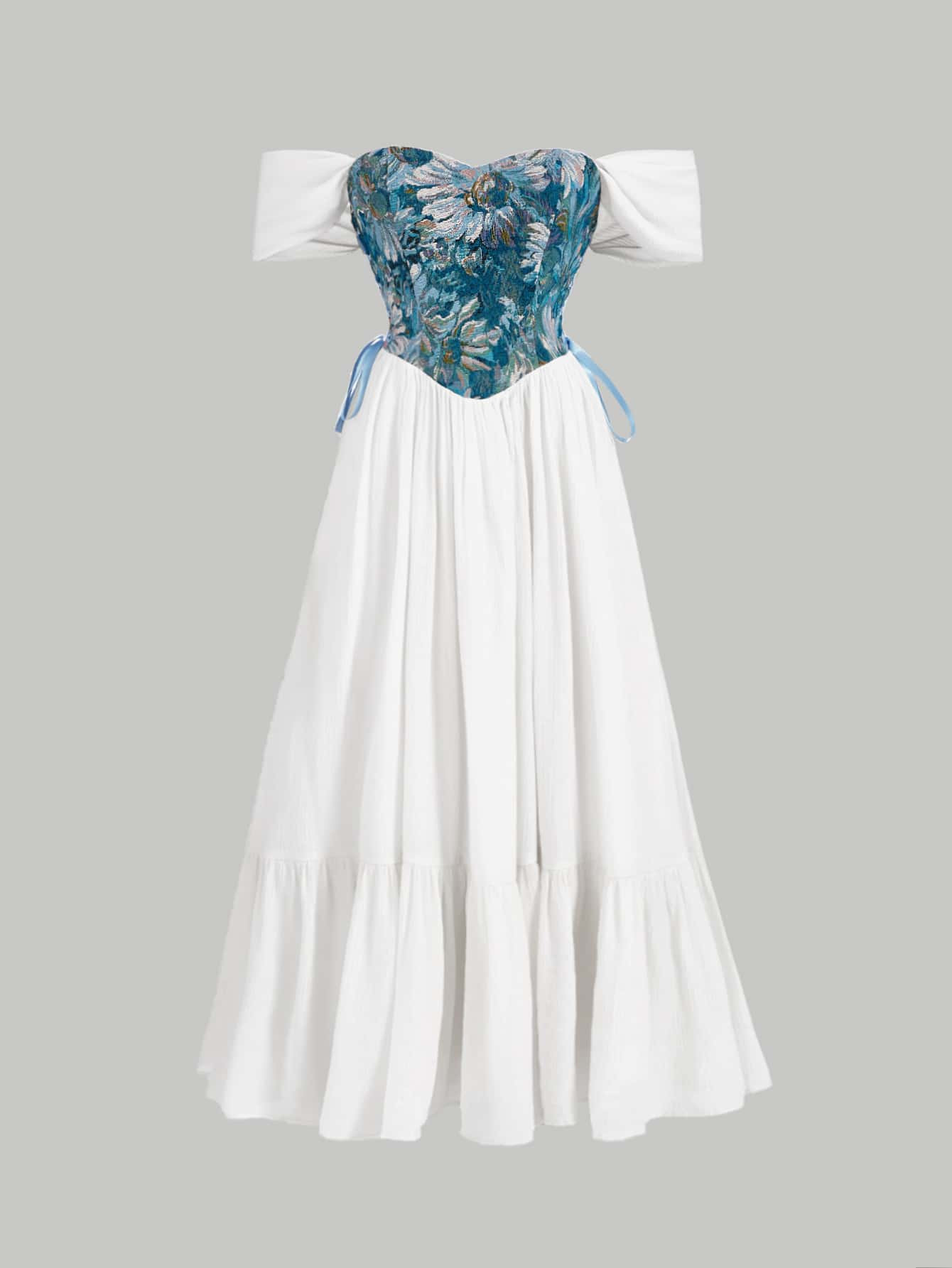 SHEIN MOD Floral Print Puff Sleeve Ruffle Hem Dress | SHEIN