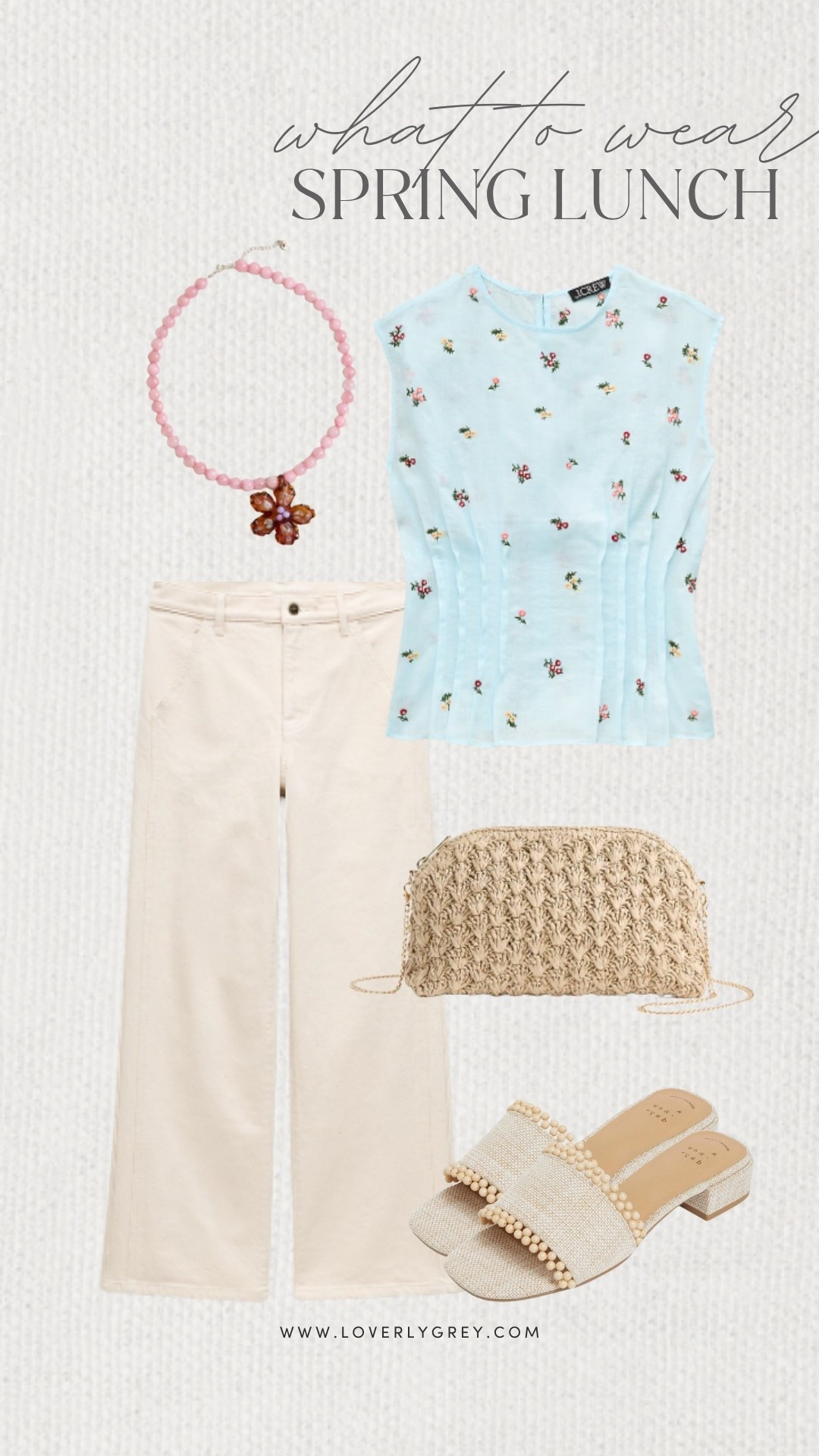 Loverly Grey, what to wear for spring lunch! I am loving this cute floral top paired with simple white jeans and a kitten heel. I’d add a pink statement necklace and crochet crossbody to complete the look! Loverly Grey, what to wear, spring lunch

#LTKgrwm #LTKdayinmylife #LTKootd