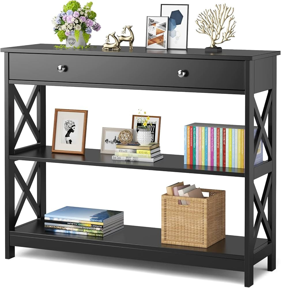 KOTEK Console Table with Drawer and Storage Shelves, Narrow Sofa Table for Living Room, Easy Asse... | Amazon (CA)