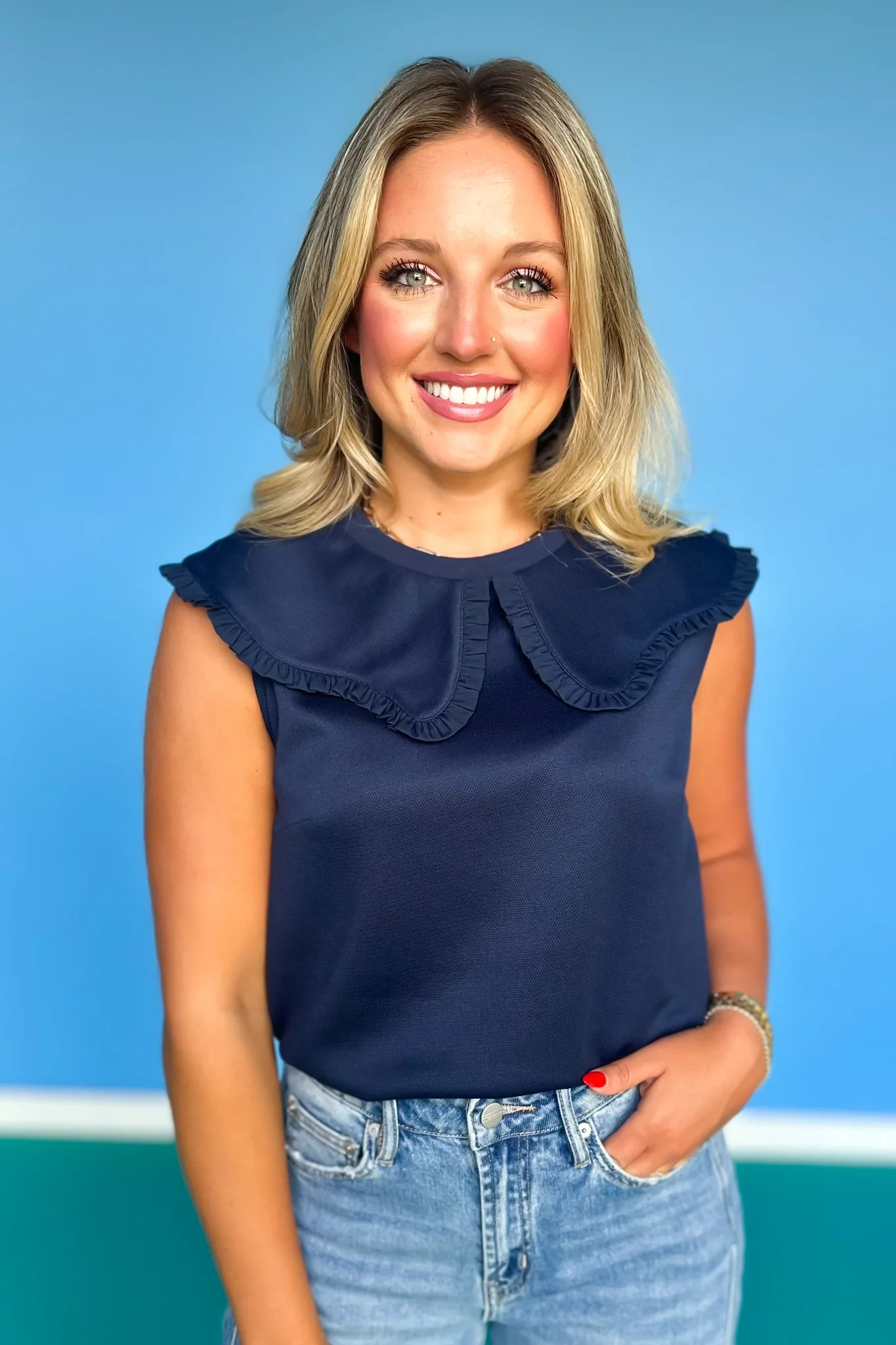 SSYS Sleeveless Solid Pippa Top In Navy *FINAL SALE* | SSYS