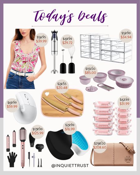 Today's deals include a stylish sleeveless top, desk organizer, ergonomic mouse, nude pink shoulder bag, electric whisk, and more!
#fashionfinds #hairstylingtools #kitchenessentials #springsale

#LTKStyleTip #LTKSaleAlert #LTKItBag