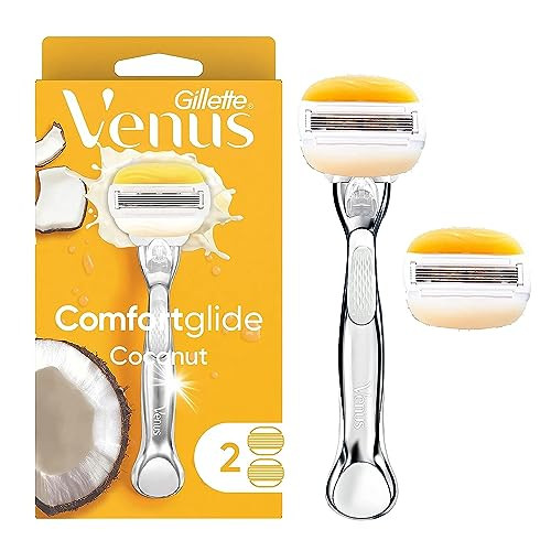 Gillette Venus Comfortglide with Olay Coconut Womens Razor Handle + Blade Refills, Silver, 2 Count | Amazon (US)