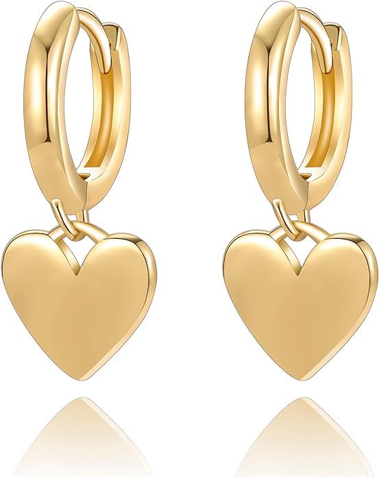 Gold Dangle Earrings for Women Trendy,14K Gold Huggie Hoop Earrings Dainty Earrings for Girls,Gol... | Amazon (US)