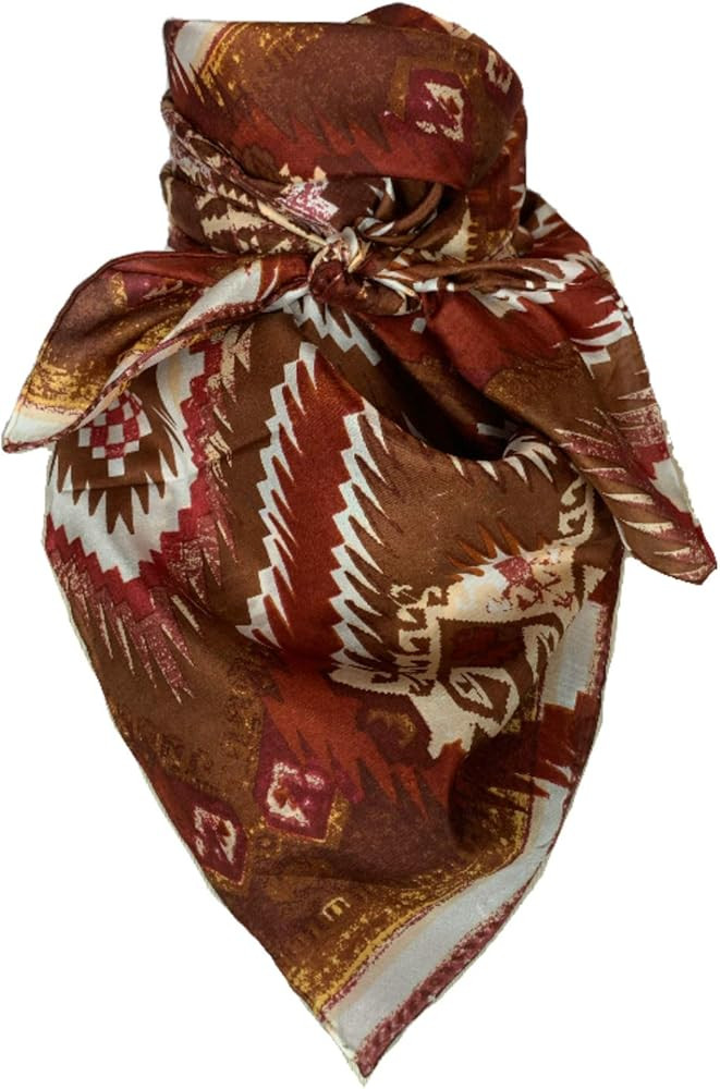 Wyoming Traders Aztec Cowboy Wild Rag 100% Silk Scarf Bandana Multiple Colors 34.5" | Amazon (US)