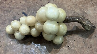 Vintage Alabaster Stone Grape Cluster w/ Wood Stem • Marble • Italy | eBay US