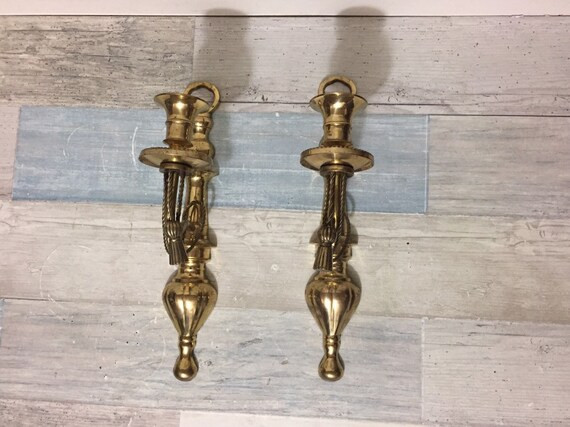 Vintage Ornate Brass Wall Candle Sconces Taper Candle Holder - Etsy | Etsy (US)