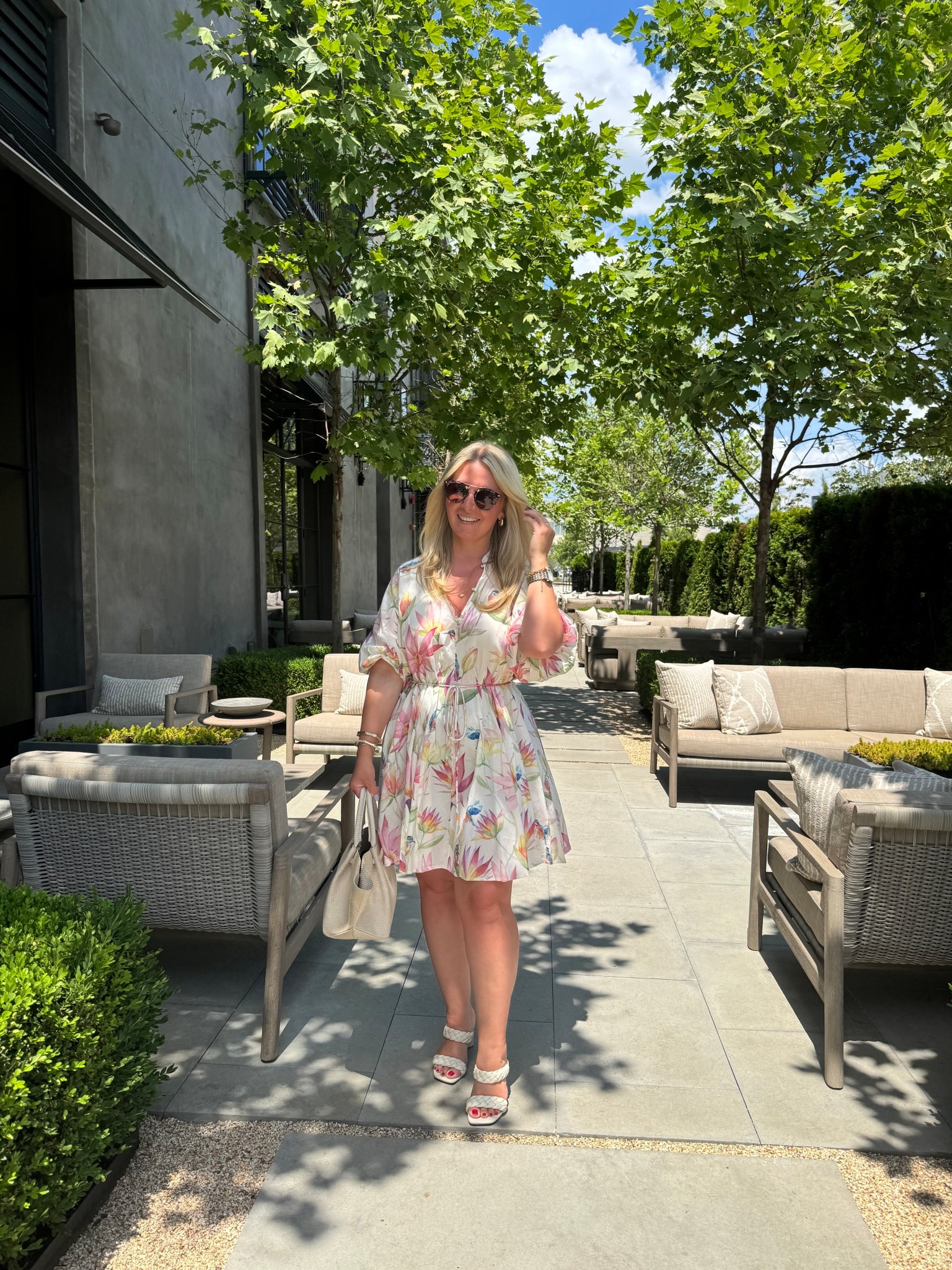 Brunch outfit today! Loving this dress for summer! 

Summer outfit, dress, outfit, sandals, bag, sunglasses, summer fashion, summer style, outfit idea, 

#LTKFindsUnder100 #LTKStyleTip #LTKPetite