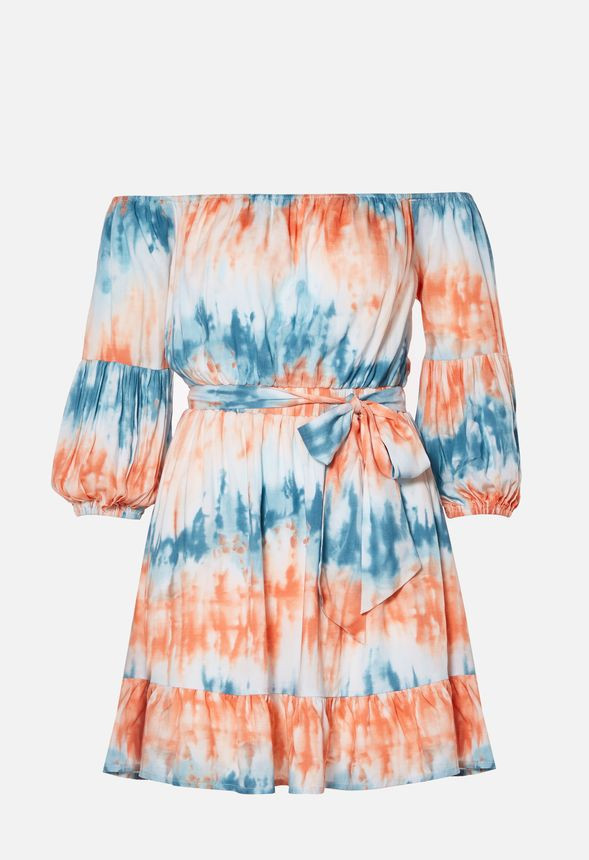 Off Shoulder Tie Front Dress | JustFab