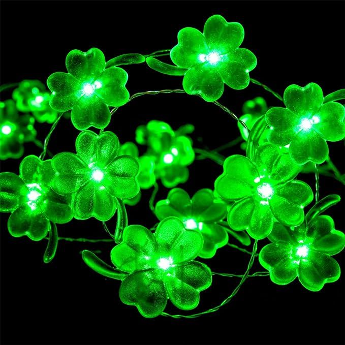 KAiSnova Decorative Light St. Patrick's Day Lights Shamrocks LED String Lights 10ft 40LEDs Batter... | Amazon (US)
