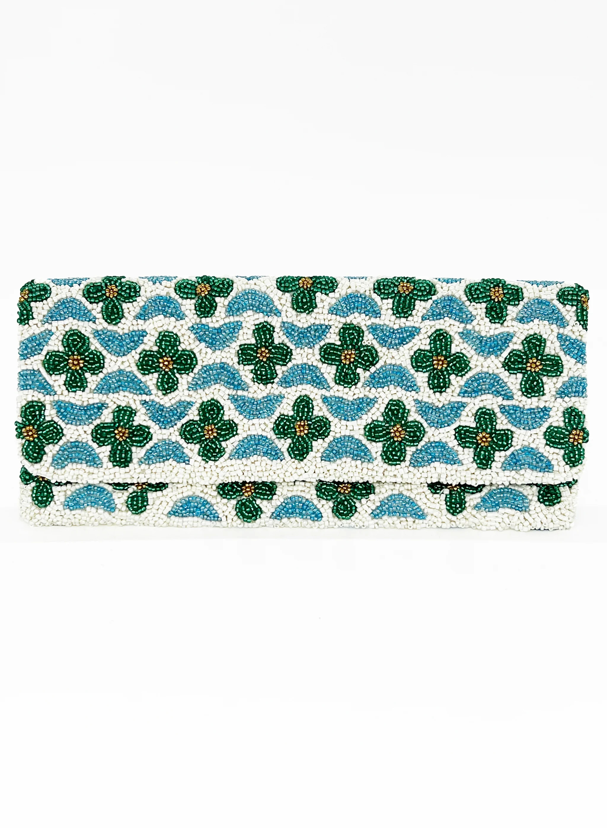 Beaded Clutch- Veranda Blue Green | Oliphant Design