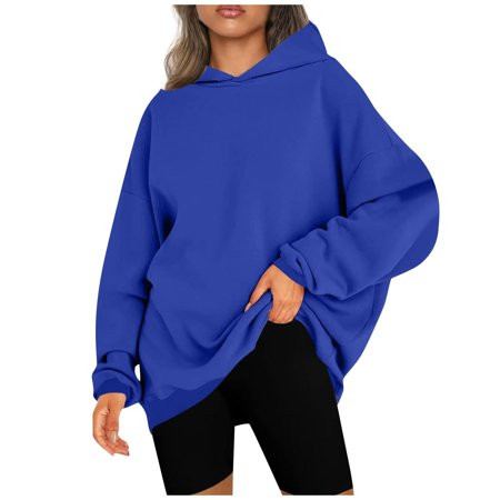 YWDJ Hoodies for Women Zip Up Fall And Winter Casual Christmas Solid Round Neck Long Sleeve Pullover | Walmart (US)