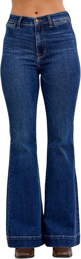 Judy Blue Women's High Rise Trouser Style Flare Leg Jeans | Amazon (US)
