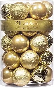 KI Store Gold Christmas Balls 34pcs 2.36-Inch Christmas Tree Decoration Ornaments for Xmas Tree H... | Amazon (US)