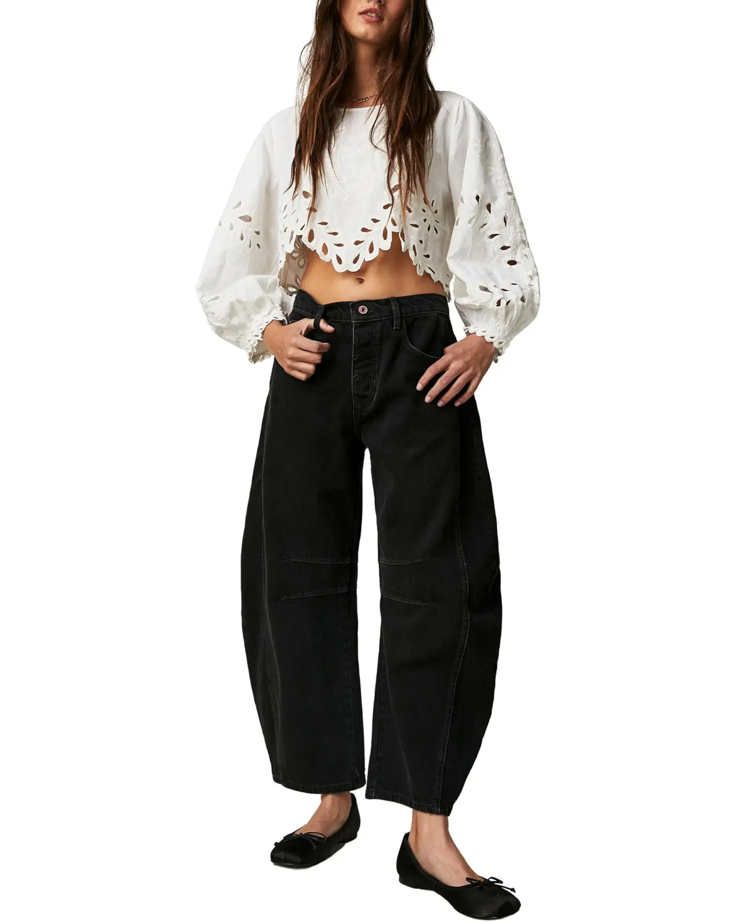 Women's Free People We The Free Good Luck Mid-Rise Barrel Jeans | Zappos.com