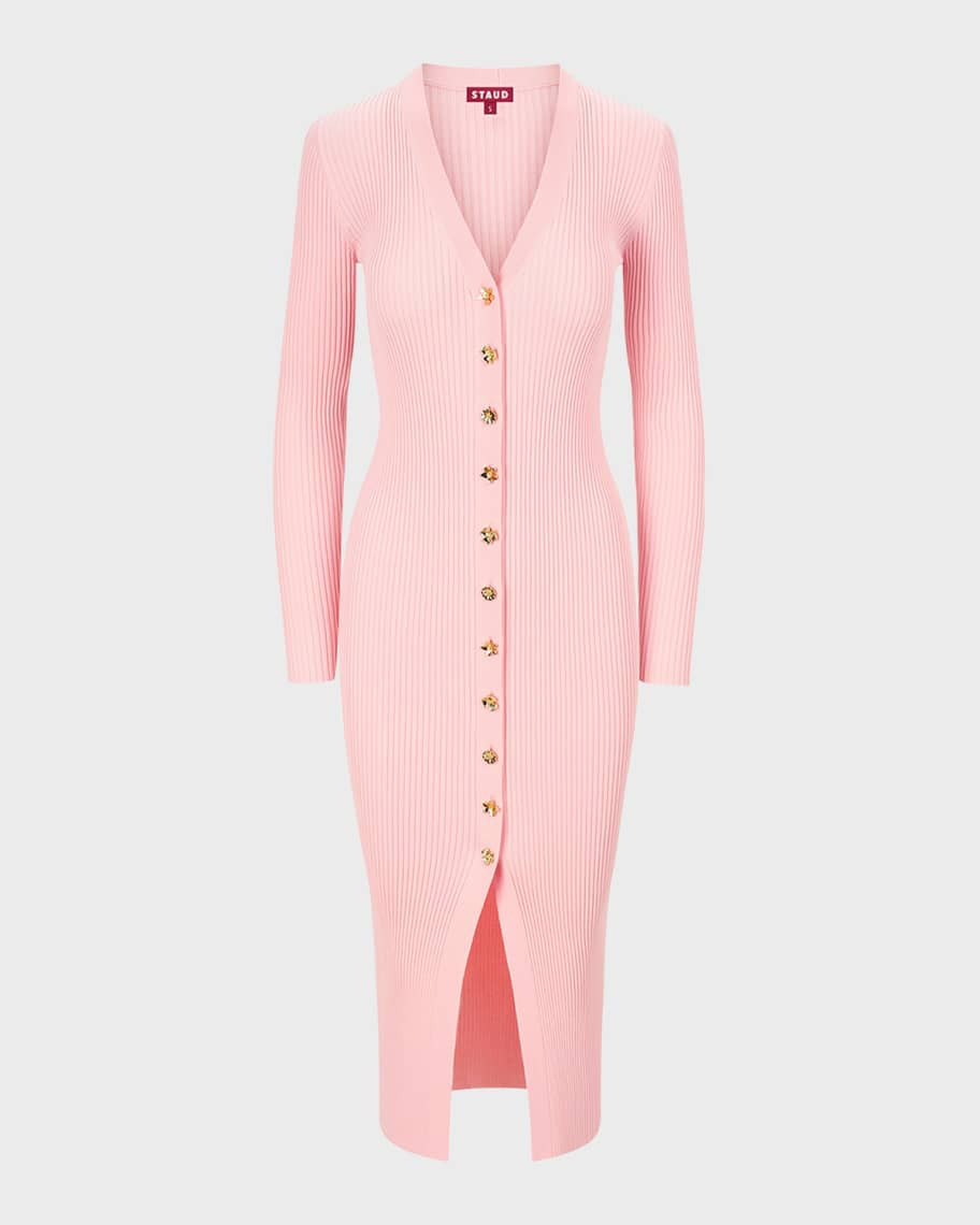 STAUD Shoko Ribbed Colorblock Sweater Dress | Neiman Marcus